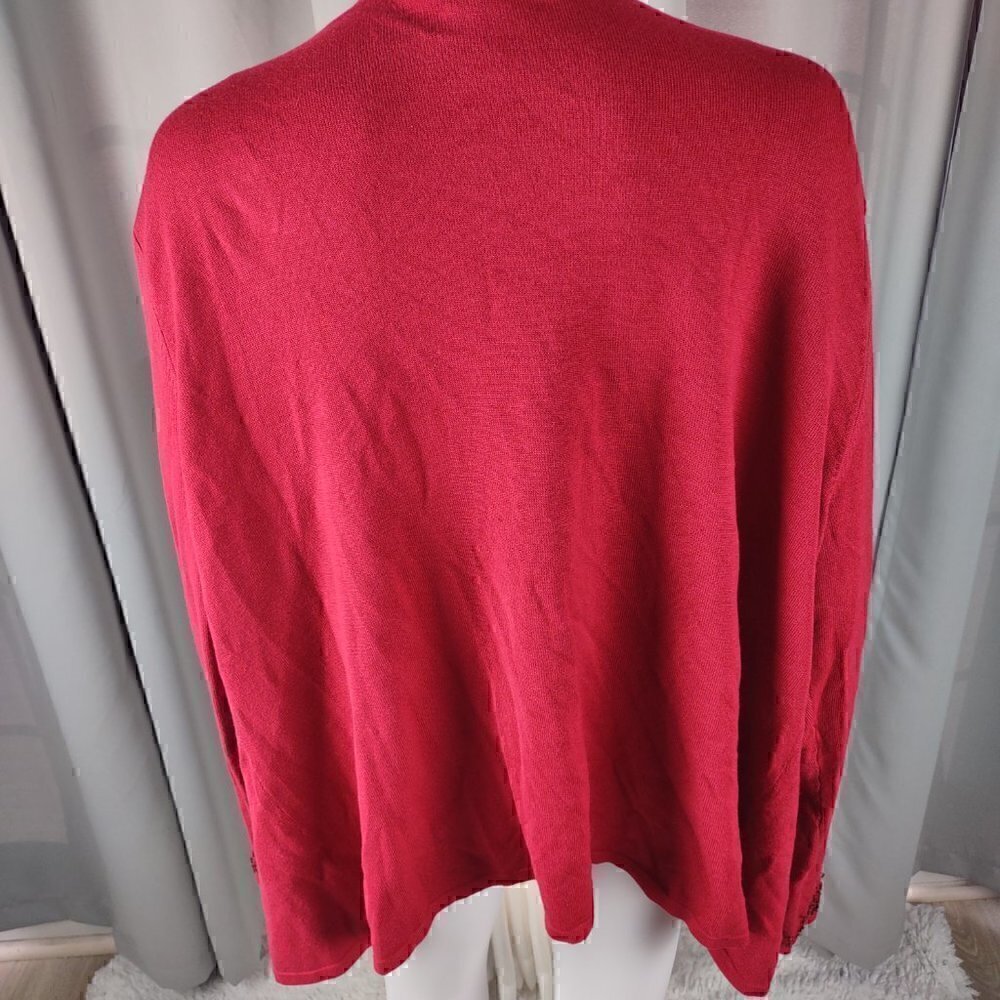 Covington Womens Long Sleeve V-Neckline Beaded Red Cardigan Size 20-22W - Picture 4 of 11